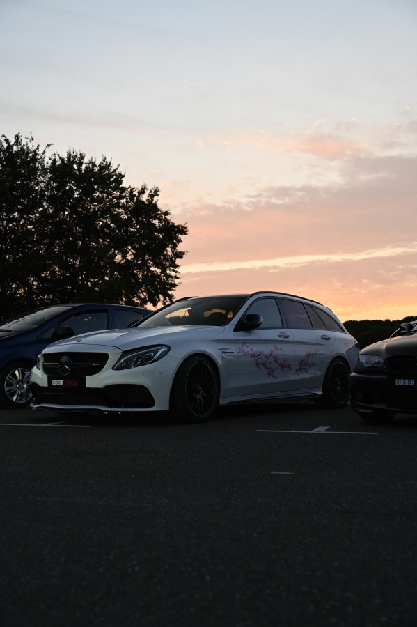 White Blossom Mercedes at Sunset